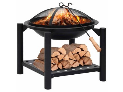 Přenosné ohniště s pohrabáčem 54 x 54 x 55 cm ocel 313639