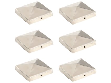 Krytky na plotové sloupky ve tvaru stříšky 6 ks nerez 101x101mm 145488