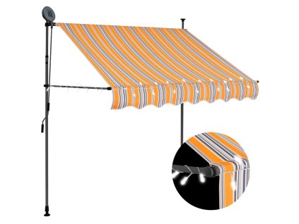 Ručně zatahovací markýza s LED světlem 100 cm žlutomodrá 145848