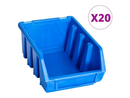 Stohovatelné úložné zásobníky 20 ks modré plast 146284