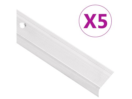 Schodové hrany ve tvaru L 5 ks hliník 90 cm stříbrné 146730