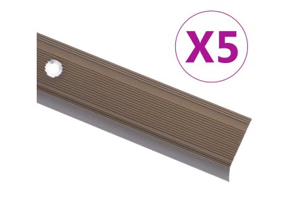Schodové hrany ve tvaru L 5 ks hliník 90 cm hnědé 146742