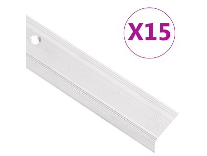 Schodové hrany ve tvaru L 15 ks hliník 100 cm stříbrné 146756
