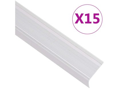 Schodové hrany ve tvaru L 15 ks hliník 100 cm stříbrné 146761