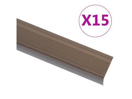 Schodové hrany ve tvaru L 15 ks hliník 100 cm hnědé 146765