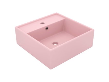 Luxusní umyvadlo přepad čtvercové matné růžové 41x41cm keramika 146944