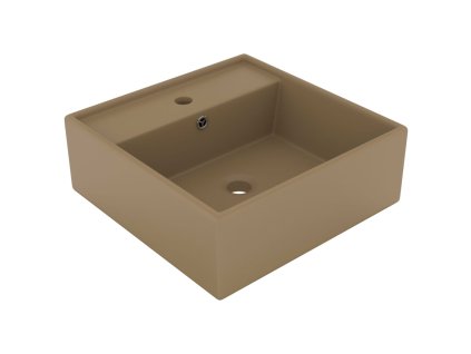 Luxusní umyvadlo přepad čtvercové matné krémové 41 x 41 cm 146952
