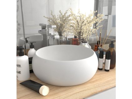 Luxusní umyvadlo kulaté matné bílé 40 x 15 cm keramické 146998