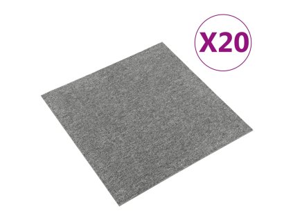 Kobercové podlahové dlaždice 20 ks 5 m² 50 x 50 cm šedé 147311