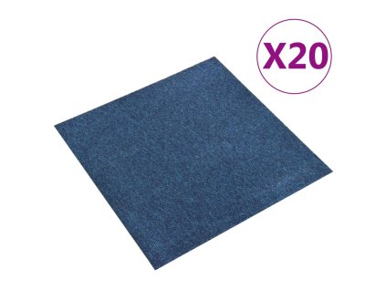 Kobercové podlahové dlaždice 20 ks 5 m² 50 x 50 cm tmavě modré 147315
