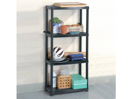 Úložný regál 4patrový černý 61 x 30,5 x 130 cm plast 147683