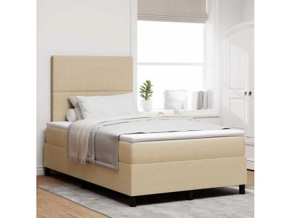 Postel s boxspringem s čelo Světle šedá a bílá 120 x 190 cm 3337550