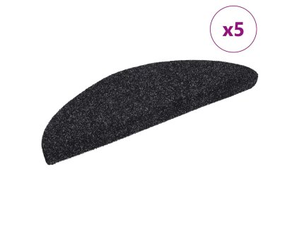 Schodové rohože samolepicí 5 ks 56 x 17 x 3 cm černé, půlkulaté 149678