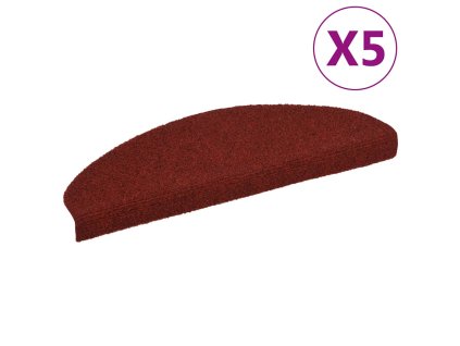 Schodové rohože samolepicí 5 ks 65 x 21 x 4 cm vínově červené, půlkulaté, velké 149706