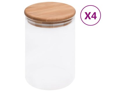 Skleněné dózy s bambusovým víčkem 4 ks 800 ml 150704