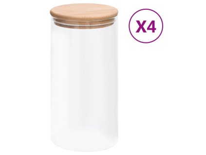 Skleněné dózy s bambusovým víčkem 4 ks 1200 ml 150705