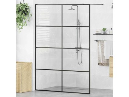 Zástěna do průchozí sprchy čiré ESG sklo 140 x 195 cm černá 151037