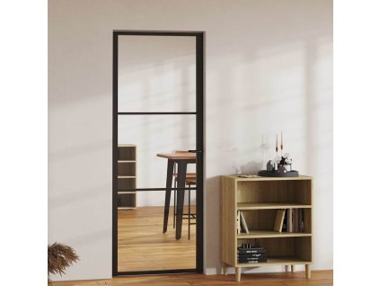 Interiérové dveře ESG sklo a hliník 76 x 201,5 cm černé 151198
