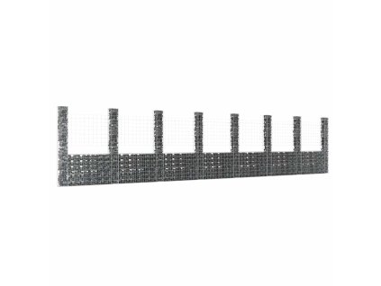 Gabionový koš ve tvaru U s 8 sloupky železo 860 x 20 x 200 cm 151295