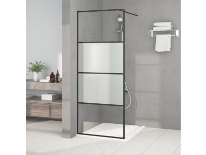 Sprchová zástěna walk-in černá 80x195 cm napůl mléčné ESG sklo 152125