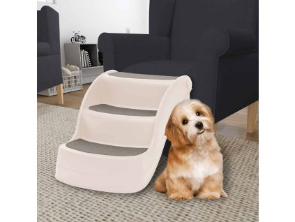 Skládací 3stupňové schůdky pro psy krémové 50x38x38 cm plast 152233