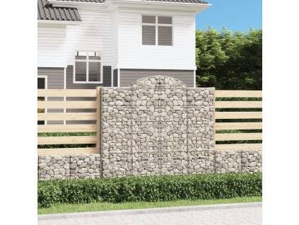 Klenutý gabionový koš 200 x 50 x 180/200 cm pozinkované železo 153499