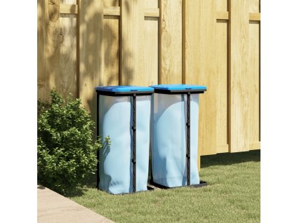 Stojany na odpadkové pytle 2 ks černé a modré 60 l PP 154979
