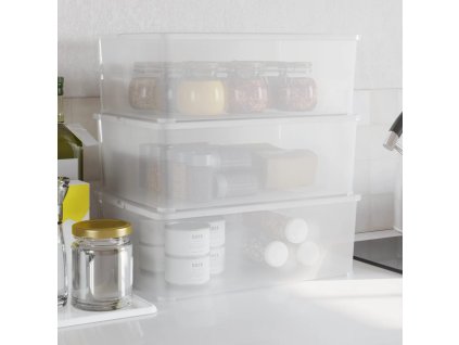 Plastové úložné boxy 3 ks 10 l stohovatelné 154987
