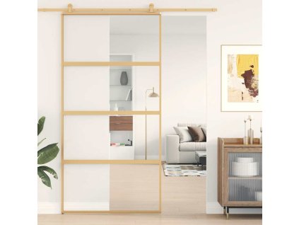 Posuvné dveře zlaté 102,5 x 205 cm čiré ESG sklo a hliník 155180