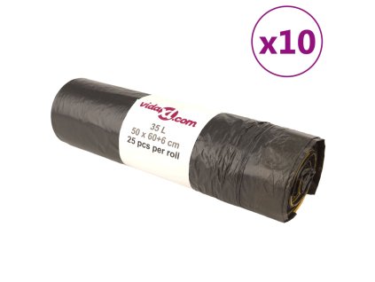 Pytle na odpadky se stahovacími šňůrkami 250 ks černé 35 l 155342