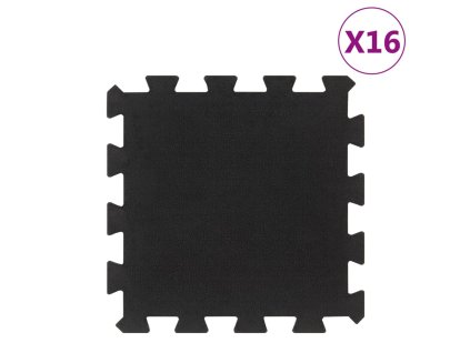 Gumové podlahové dlaždice 16 ks černé 16 mm 30 x 30 cm 155671