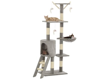 Škrabadlo pro kočky se sisalovými sloupky 138 cm šedé 170578