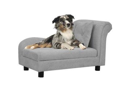 Pohovka pro psy s polštářem šedá 83 x 44 x 44 cm plyš 171100