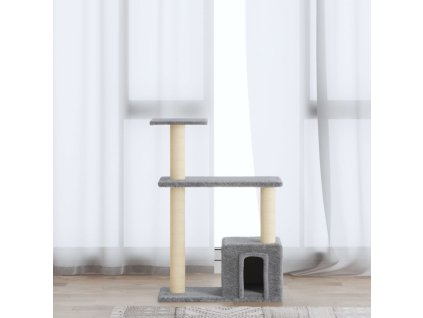 Škrabadlo pro kočky se sisalovými sloupky světle šedé 70 cm 171434
