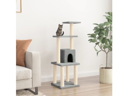 Škrabadlo pro kočky se sisalovými sloupky světle šedé 105 cm 171467