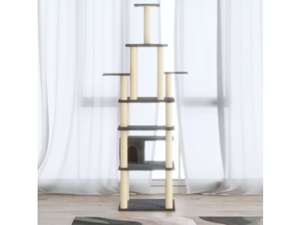 Škrabadlo pro kočky se sisalovými sloupky tmavě šedé 183 cm 171484