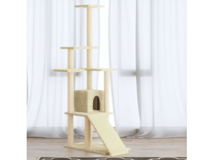 Škrabadlo pro kočky se sisalovými sloupky krémové 155 cm 171515