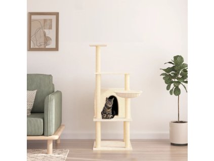 Škrabadlo pro kočky se sisalovými sloupky krémové 132 cm 171726
