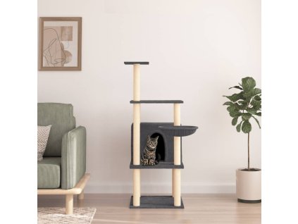 Škrabadlo pro kočky se sisalovými sloupky tmavě šedé 132 cm 171728