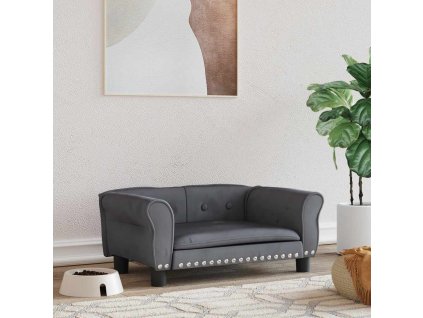 Pelíšek pro psy tmavě šedý 70 x 45 x 30 cm samet 171826