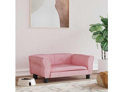 Pelíšek pro psy růžový 70 x 45 x 30 cm samet 171827