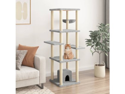 Škrabadlo pro kočky se sisalovými sloupky světle šedé 154 cm 172056