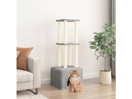 Škrabadlo pro kočky se sisalovými sloupky světle šedé 133,5 cm 172083