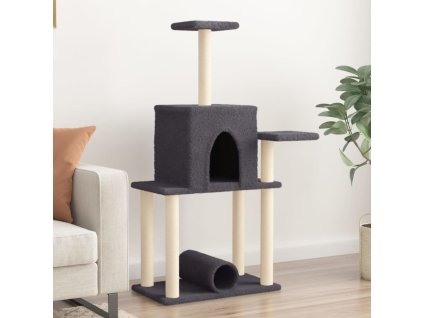 Škrabadlo pro kočky se sisalovými sloupky tmavě šedé 122 cm 172090