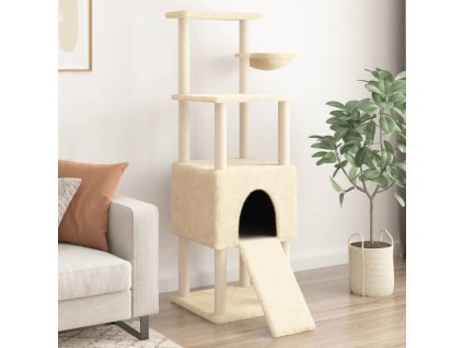 Škrabadlo pro kočky se sisalovými sloupky krémové 153 cm 172115