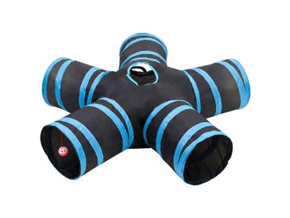 Kočičí tunel 5cestný černý a modrý 25 cm polyester 172184