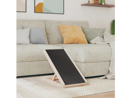 Rampa pro psy šedá 70 x 35 cm masivní jedlové dřevo 172418