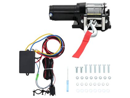 12V elektrický naviják 1360 kg s montážní deskou a lanovým oknem 210230