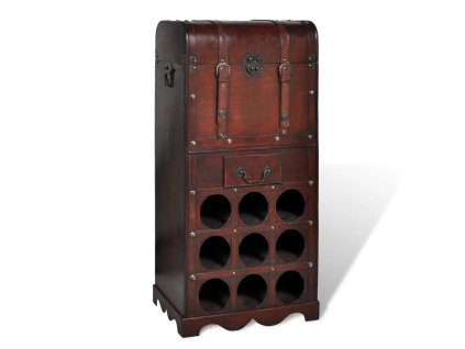 Stojan na víno dřevěný na 9 lahví, s úložným prostorem 240506