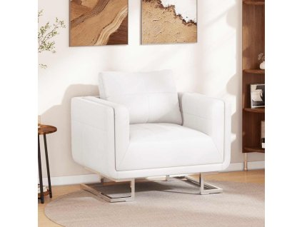 Hranaté křeslo s chromovanými nohami bílé umělá kůže 241005